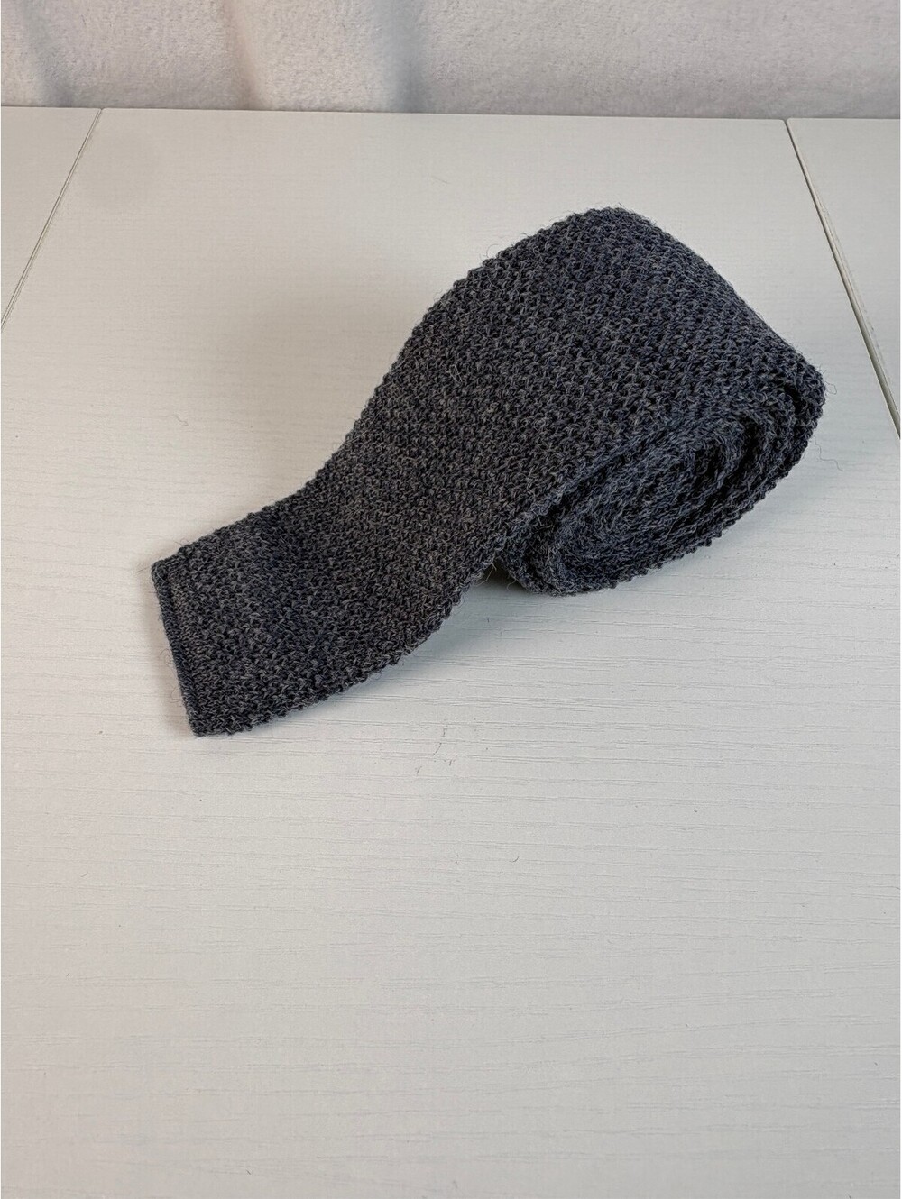 Private Club Vintage Wool Knit Tie Mens Heather Charcoal Gray Square End USA